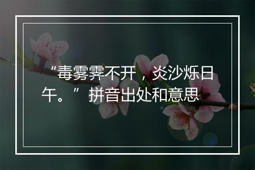 “毒雾霁不开，炎沙烁日午。”拼音出处和意思