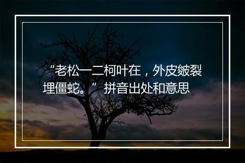 “老松一二柯叶在，外皮皴裂埋僵蛇。”拼音出处和意思