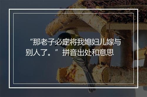 “那老子必定将我媳妇儿嫁与别人了。”拼音出处和意思