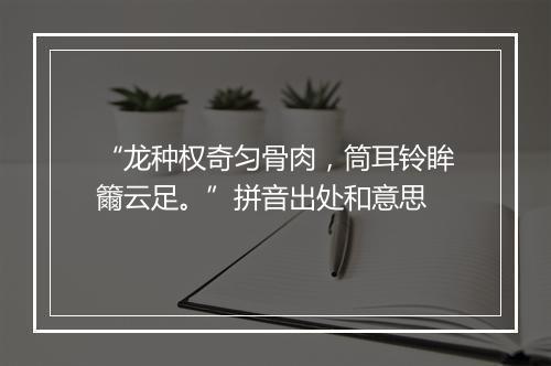 “龙种权奇匀骨肉，筒耳铃眸籋云足。”拼音出处和意思