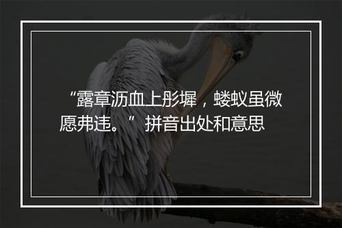 “露章沥血上彤墀，蝼蚁虽微愿弗违。”拼音出处和意思