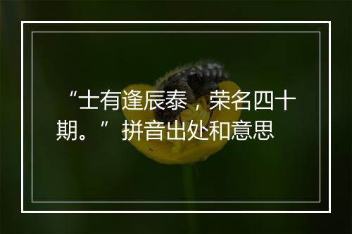 “士有逢辰泰，荣名四十期。”拼音出处和意思