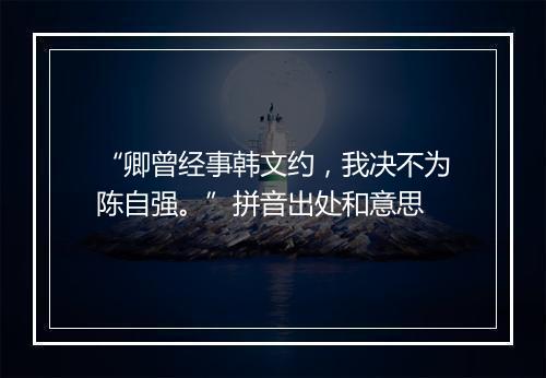 “卿曾经事韩文约，我决不为陈自强。”拼音出处和意思