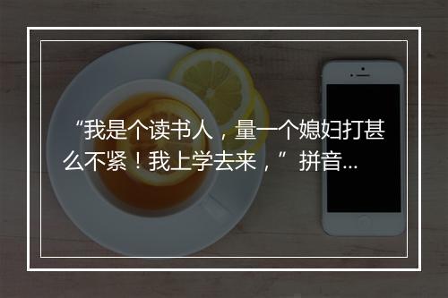 “我是个读书人，量一个媳妇打甚么不紧！我上学去来，”拼音出处和意思