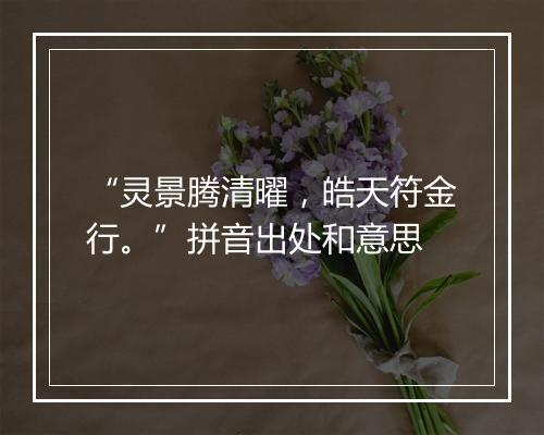 “灵景腾清曜，皓天符金行。”拼音出处和意思