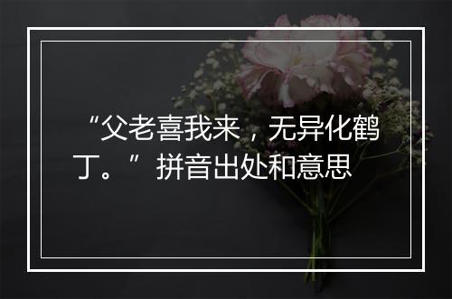 “父老喜我来，无异化鹤丁。”拼音出处和意思