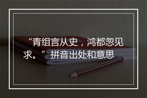 “青组言从史，鸿都忽见求。”拼音出处和意思