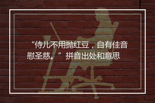 “侍儿不用抛红豆，自有佳音慰圣慈。”拼音出处和意思