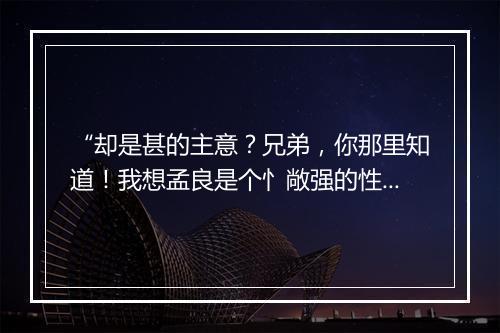 “却是甚的主意？兄弟，你那里知道！我想孟良是个忄敞强的性儿，”拼音出处和意思