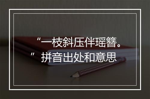 “一枝斜压伴瑶簪。”拼音出处和意思