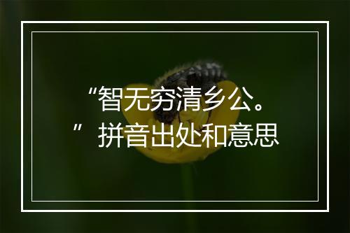 “智无穷清乡公。”拼音出处和意思