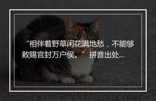 “相伴着野草闲花满地愁，不能够敕赐官封万户侯。”拼音出处和意思