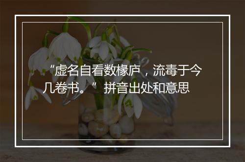 “虚名自看数椽庐，流毒于今几卷书。”拼音出处和意思