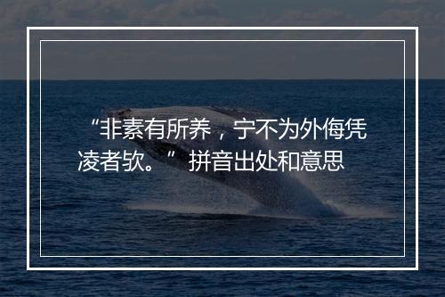 “非素有所养，宁不为外侮凭凌者欤。”拼音出处和意思