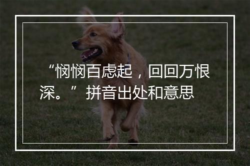 “悯悯百虑起，回回万恨深。”拼音出处和意思