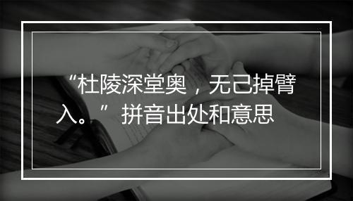 “杜陵深堂奥，无己掉臂入。”拼音出处和意思