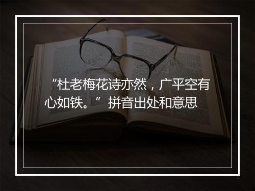 “杜老梅花诗亦然，广平空有心如铁。”拼音出处和意思