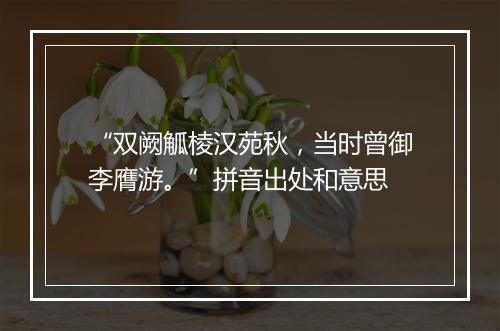 “双阙觚棱汉苑秋，当时曾御李膺游。”拼音出处和意思