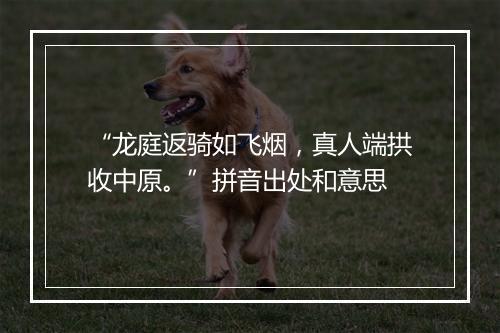 “龙庭返骑如飞烟，真人端拱收中原。”拼音出处和意思