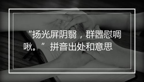 “扬光屏阴翳，群嚣慰啁啾。”拼音出处和意思