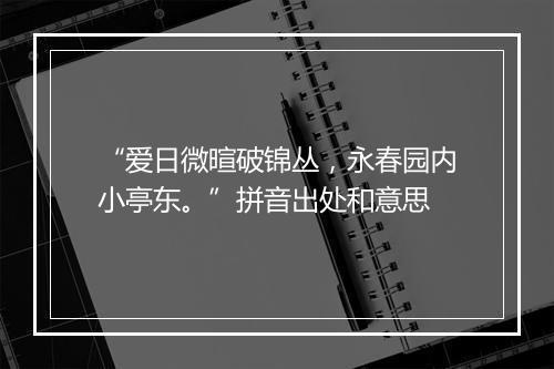 “爱日微暄破锦丛，永春园内小亭东。”拼音出处和意思