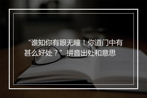 “谁知你有眼无瞳！你道门中有甚么好处？”拼音出处和意思