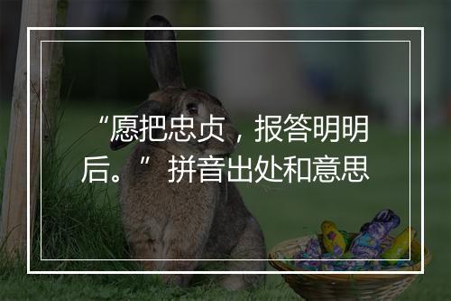 “愿把忠贞，报答明明后。”拼音出处和意思