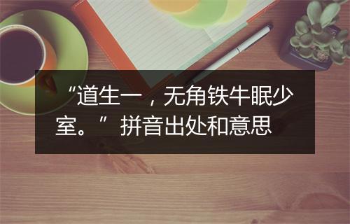 “道生一，无角铁牛眠少室。”拼音出处和意思