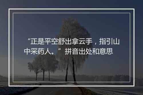 “正是平空舒出拿云手，指引山中采药人。”拼音出处和意思