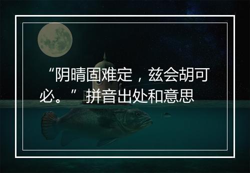 “阴晴固难定，兹会胡可必。”拼音出处和意思