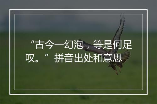 “古今一幻泡，等是何足叹。”拼音出处和意思