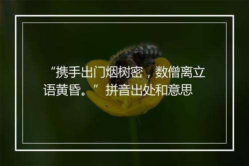 “携手出门烟树密，数僧离立语黄昏。”拼音出处和意思