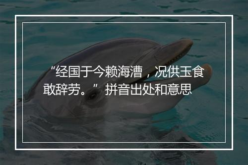 “经国于今赖海漕，况供玉食敢辞劳。”拼音出处和意思