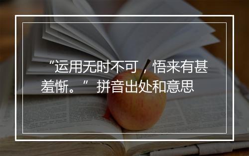 “运用无时不可，悟来有甚羞惭。”拼音出处和意思