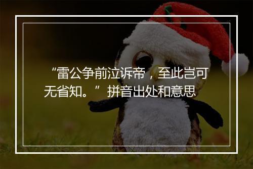 “雷公争前泣诉帝，至此岂可无省知。”拼音出处和意思