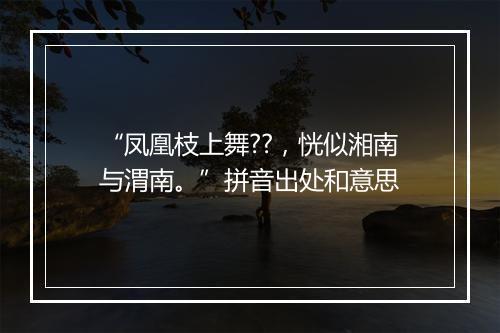 “凤凰枝上舞??，恍似湘南与渭南。”拼音出处和意思