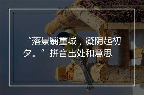 “落景翳重城，凝阴起初夕。”拼音出处和意思