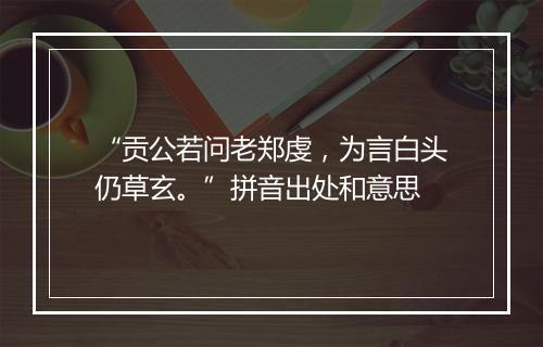 “贡公若问老郑虔，为言白头仍草玄。”拼音出处和意思