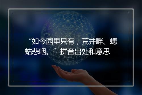 “如今园里只有，荒井畔、蟪蛄悲咽。”拼音出处和意思