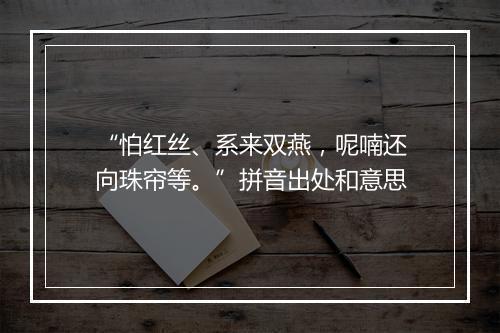 “怕红丝、系来双燕，呢喃还向珠帘等。”拼音出处和意思