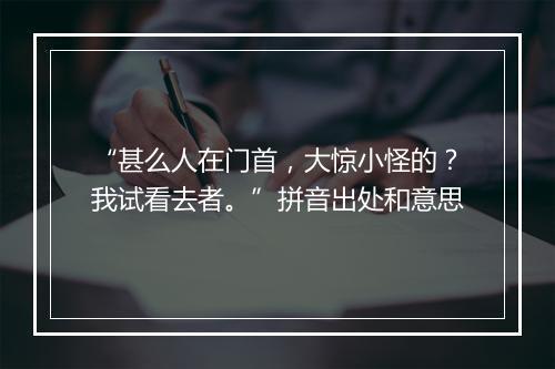 “甚么人在门首，大惊小怪的？我试看去者。”拼音出处和意思