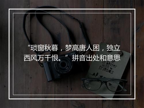 “琐窗秋暮，梦高唐人困，独立西风万千恨。”拼音出处和意思