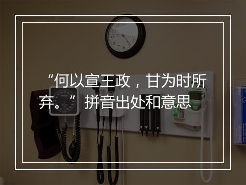 “何以宣王政，甘为时所弃。”拼音出处和意思