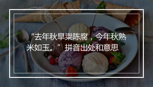 “去年秋旱粜陈腐，今年秋熟米如玉。”拼音出处和意思