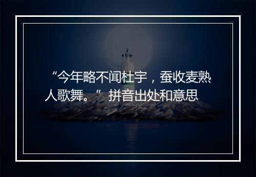 “今年略不闻杜宇，蚕收麦熟人歌舞。”拼音出处和意思