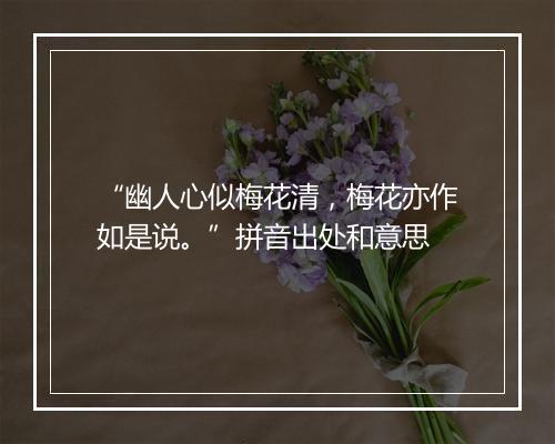 “幽人心似梅花清，梅花亦作如是说。”拼音出处和意思