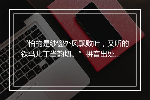 “怕的是纱窗外风飘败叶，又听的铁马儿丁当韵切。”拼音出处和意思