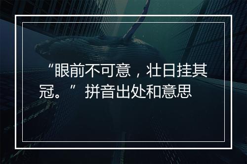 “眼前不可意，壮日挂其冠。”拼音出处和意思