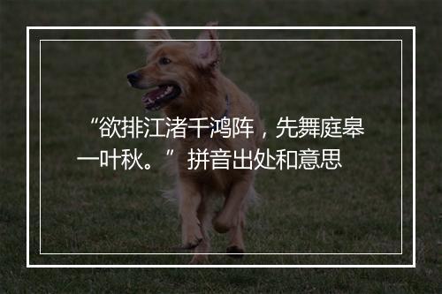 “欲排江渚千鸿阵，先舞庭皋一叶秋。”拼音出处和意思