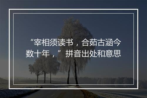 “宰相须读书，合茹古涵今数十年，”拼音出处和意思